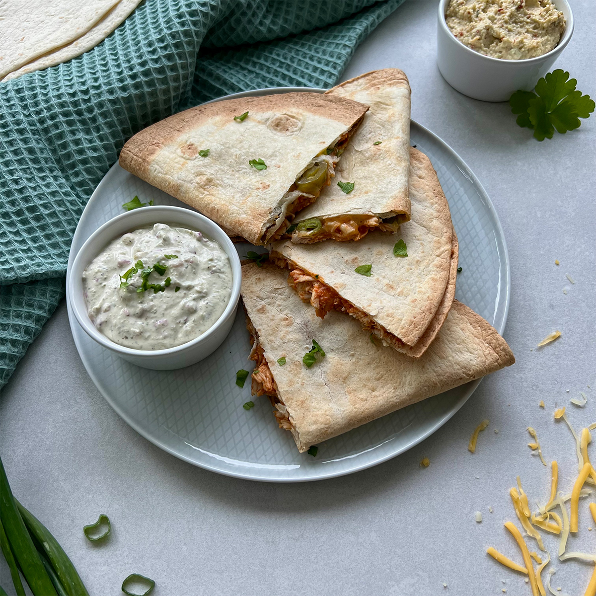 Pulled Chicken Quesadillas