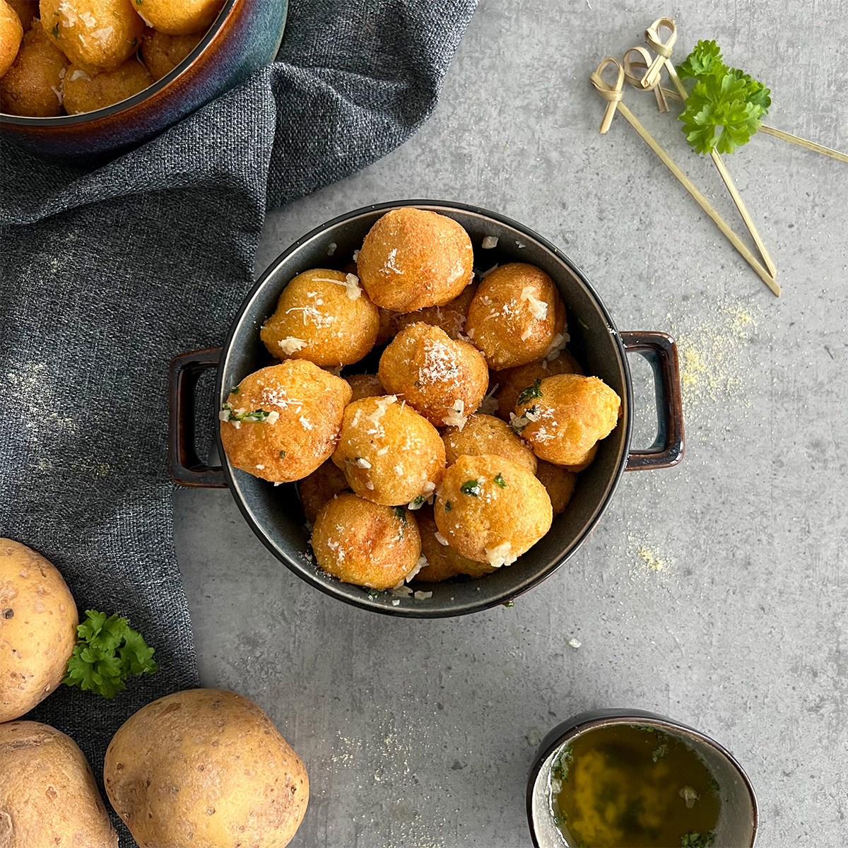Knusprige Knoblauch Kartoffel Bällchen