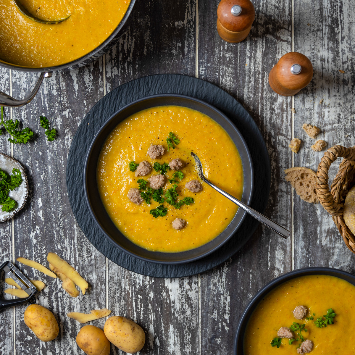 Kartoffelsuppe mit Fleischklößchen