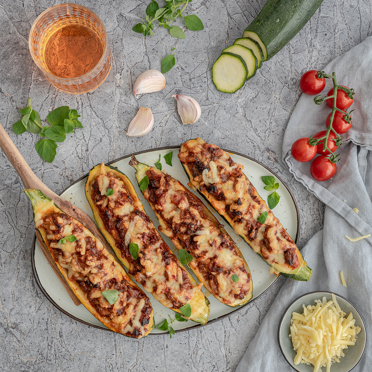 Gefüllte Zucchini mit Hackfleisch