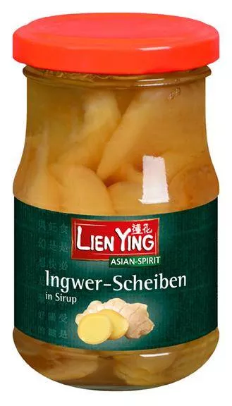 Ingwer-Scheiben in Sirup