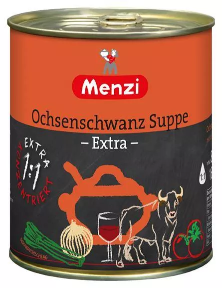 Ochsenschwanz Suppe extra viel Rindlfeisch konzentriert