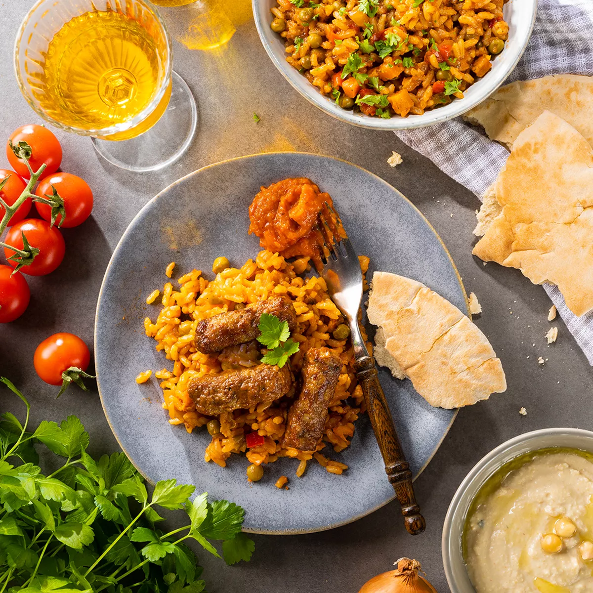 Djuvec Reis mit Cevapcici