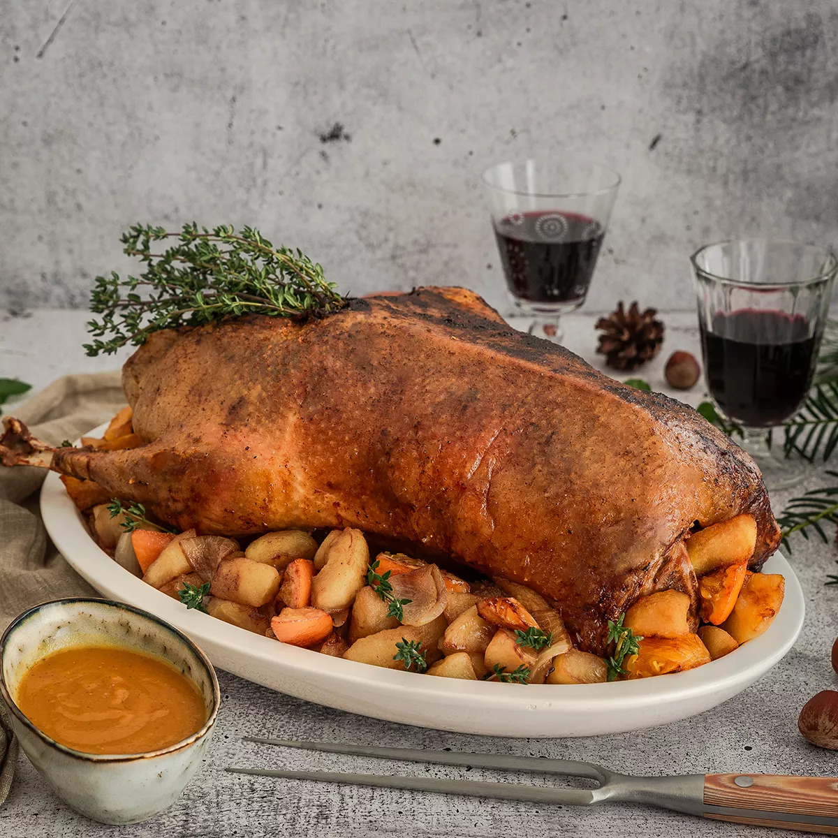 Festlicher Gänsebraten mit Orangensauce