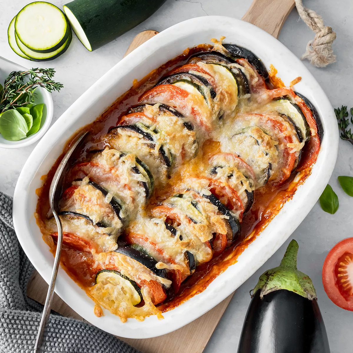 Ratatouille mit Mozzarella überbacken