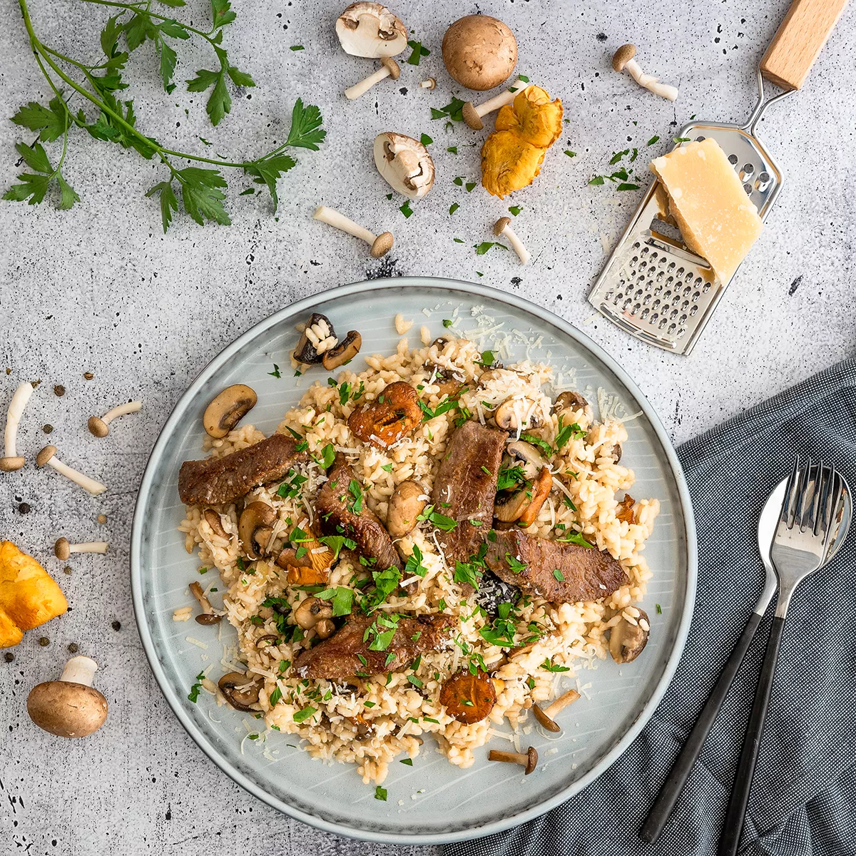 Risotto mit Rehfleisch und Pilzen